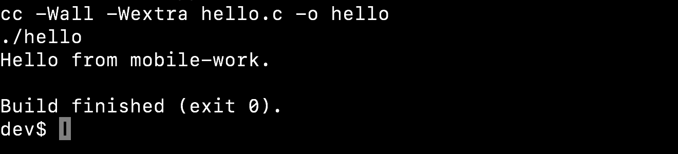 The build window open in Muxly after activating its notification